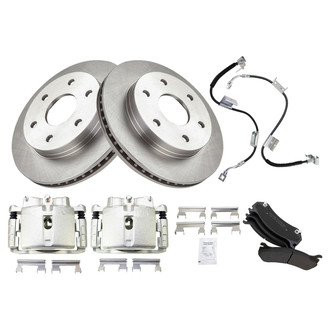 TRQ® - Front Disc Brake Kit with Semi-Metallic Pads, Calipers and Hoses
