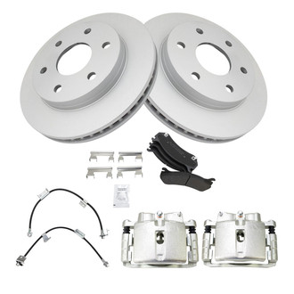 TRQ® - Front Disc Brake Kit with Semi-Metallic Pads, Calipers and Hoses