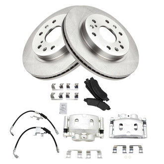 TRQ® - Front Disc Brake Kit with Semi-Metallic Pads, Calipers and Hoses