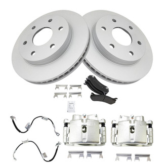 TRQ® - Front Disc Brake Kit with Semi-Metallic Pads, Calipers and Hoses