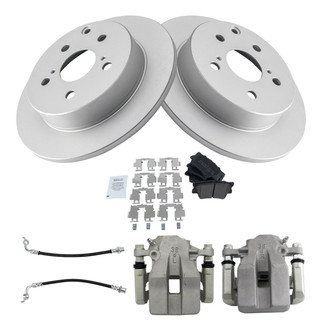 TRQ® - Rear Disc Brake Kit with Semi-Metallic Pads, Calipers and Hoses