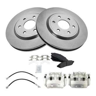 TRQ® - Front Disc Brake Kit with Semi-Metallic Pads, Calipers and Hoses