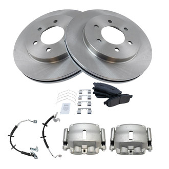 TRQ® - Front Disc Brake Kit with Semi-Metallic Pads, Calipers and Hoses