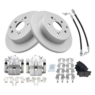 TRQ® - Rear Disc Brake Kit with Semi-Metallic Pads, Calipers and Hoses