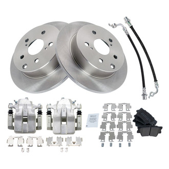 TRQ® - Rear Disc Brake Kit with Semi-Metallic Pads, Calipers and Hoses