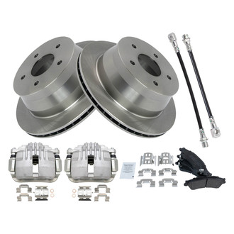 TRQ® - Rear Disc Brake Kit with Semi-Metallic Pads, Calipers and Hoses
