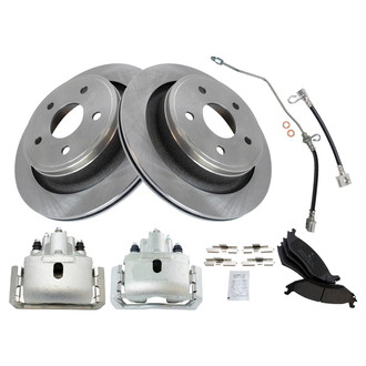 TRQ® - Rear Disc Brake Kit with Semi-Metallic Pads, Calipers and Hoses