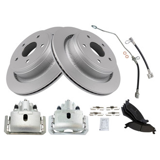 TRQ® - Rear Disc Brake Kit with Semi-Metallic Pads, Calipers and Hoses