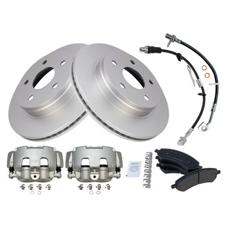 TRQ® - Front Disc Brake Kit with Semi-Metallic Pads, Calipers and Hoses