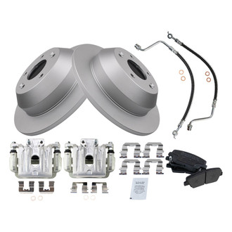 TRQ® - Rear Disc Brake Kit with Semi-Metallic Pads, Calipers and Hoses