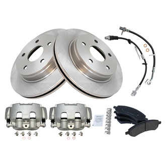 TRQ® - Front Disc Brake Kit with Semi-Metallic Pads, Calipers and Hoses