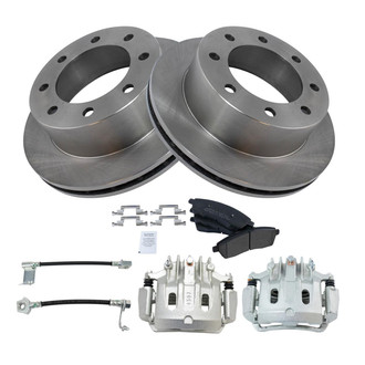 TRQ® - Rear Disc Brake Kit with Semi-Metallic Pads, Calipers and Hoses