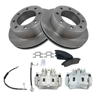 TRQ® - Rear Disc Brake Kit with Semi-Metallic Pads, Calipers and Hoses