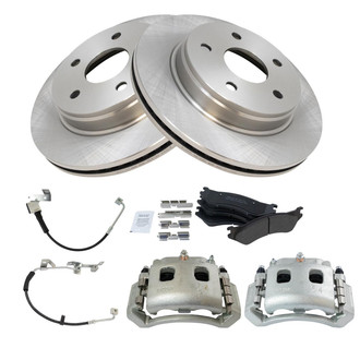 TRQ® - Front Disc Brake Kit with Semi-Metallic Pads, Calipers and Hoses