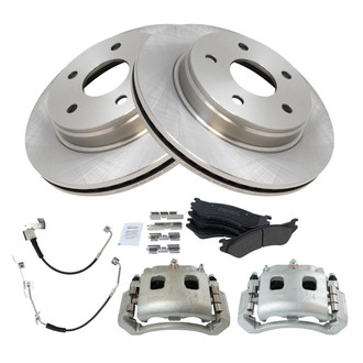 TRQ® - Front Disc Brake Kit with Semi-Metallic Pads, Calipers and Hoses