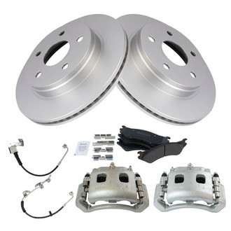 TRQ® - Front Disc Brake Kit with Semi-Metallic Pads, Calipers and Hoses