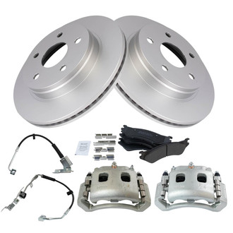 TRQ® - Front Disc Brake Kit with Semi-Metallic Pads, Calipers and Hoses