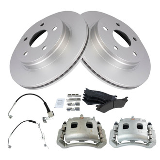 TRQ® - Front Disc Brake Kit with Semi-Metallic Pads, Calipers and Hoses