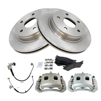TRQ® - Front Disc Brake Kit with Semi-Metallic Pads, Calipers and Hoses