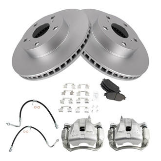TRQ® - Front Disc Brake Kit with Semi-Metallic Pads, Calipers and Hoses