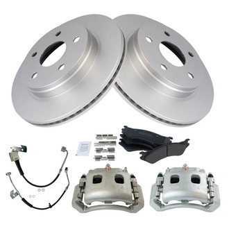 TRQ® - Front Disc Brake Kit with Semi-Metallic Pads, Calipers and Hoses