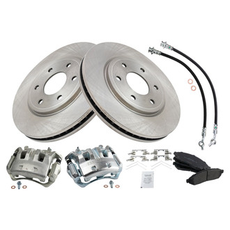 TRQ® - Front Disc Brake Kit with Semi-Metallic Pads, Calipers and Hoses