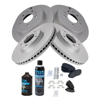 TRQ® - Front and Rear Disc Brake Kit with Semi-Metallic Pads