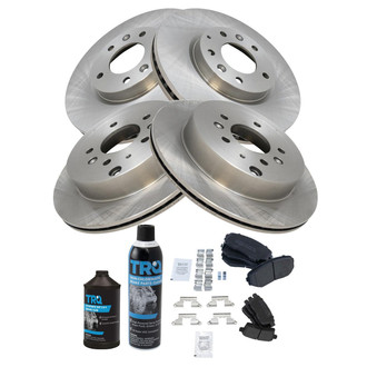 TRQ® - Front and Rear Disc Brake Kit with Semi-Metallic Pads