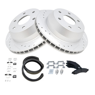 TRQ® - Performance Semi-Metallic Rear Brake Kit with Parking Brake Shoes