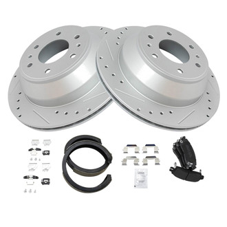 TRQ® - Performance Semi-Metallic Rear Brake Kit with Parking Brake Shoes