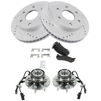 TRQ® - Performance Semi-Metallic Front Brake Kit with Hub Assemblies