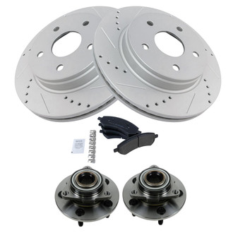 TRQ® - Performance Semi-Metallic Front Brake Kit with Hub Assemblies