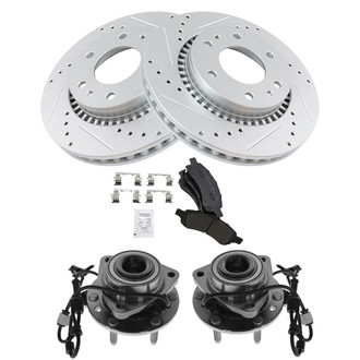 TRQ® - Performance Semi-Metallic Front Brake Kit with Hub Assemblies