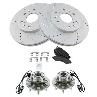 TRQ® - Performance Semi-Metallic Front Brake Kit with Hub Assemblies