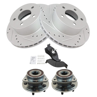 TRQ® - Performance Semi-Metallic Front Brake Kit with Hub Assemblies