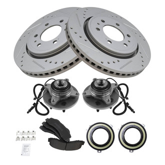 TRQ® - Performance Semi-Metallic Front Brake Kit with Hub Assemblies