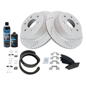 TRQ® - Performance Semi-Metallic Rear Brake Kit with Parking Brake Shoes