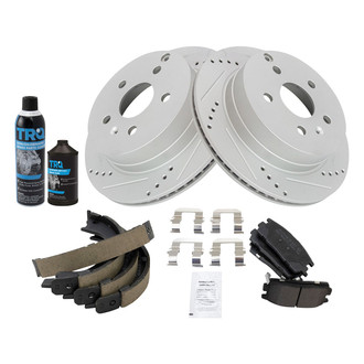 TRQ® - Performance Semi-Metallic Rear Brake Kit with Parking Brake Shoes