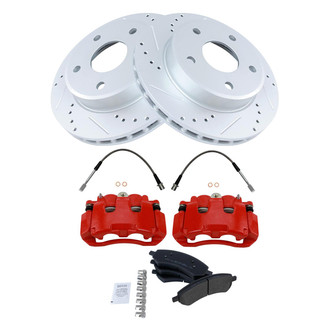 TRQ® - Performance Semi-Metallic Front Brake Kit with Calipers and Hoses