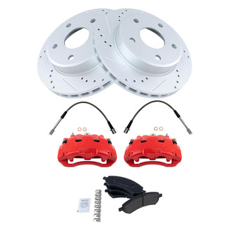 TRQ® - Performance Semi-Metallic Front Brake Kit with Calipers and Hoses