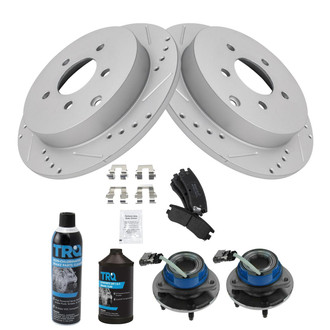 TRQ® - Performance Semi-Metallic Rear Brake Kit with Hub Assemblies