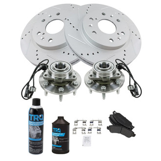 TRQ® - Performance Semi-Metallic Front Brake Kit with Hub Assemblies
