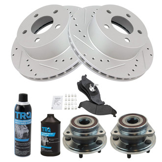 TRQ® - Performance Semi-Metallic Front Brake Kit with Hub Assemblies