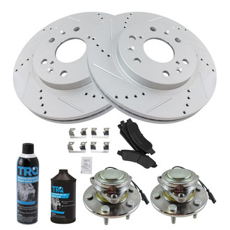 TRQ® - Performance Semi-Metallic Front Brake Kit with Hub Assemblies
