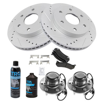 TRQ® - Performance Semi-Metallic Front Brake Kit with Hub Assemblies
