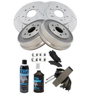 TRQ® - Performance Semi-Metallic Front and Rear Brake Kit with Drum and Shoes