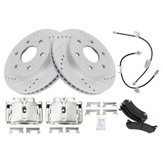 TRQ® - Performance Semi-Metallic Front Brake Kit with Calipers and Hoses