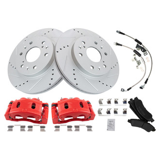 TRQ® BKA52171 - Performance Semi-Metallic Front Brake Kit with Calipers and Hoses