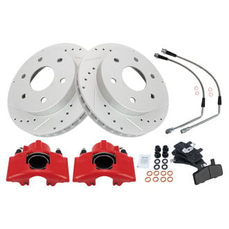 TRQ® BKA52175 - Performance Semi-Metallic Front Brake Kit with Calipers and Hoses