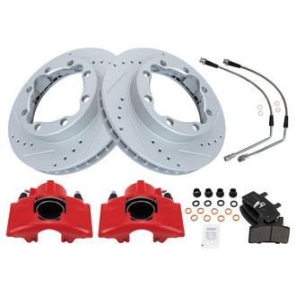 TRQ® - Performance Semi-Metallic Front Brake Kit with Calipers and Hoses